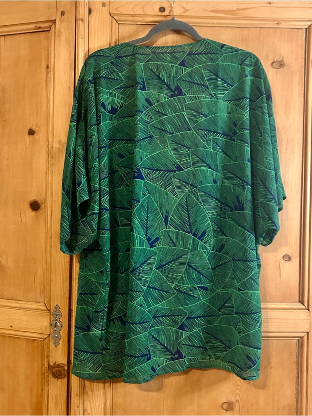 Women's Green Leaf-Print Kimono Style Swim Coverup Sz XL - NEW! - Picture 3 of 7